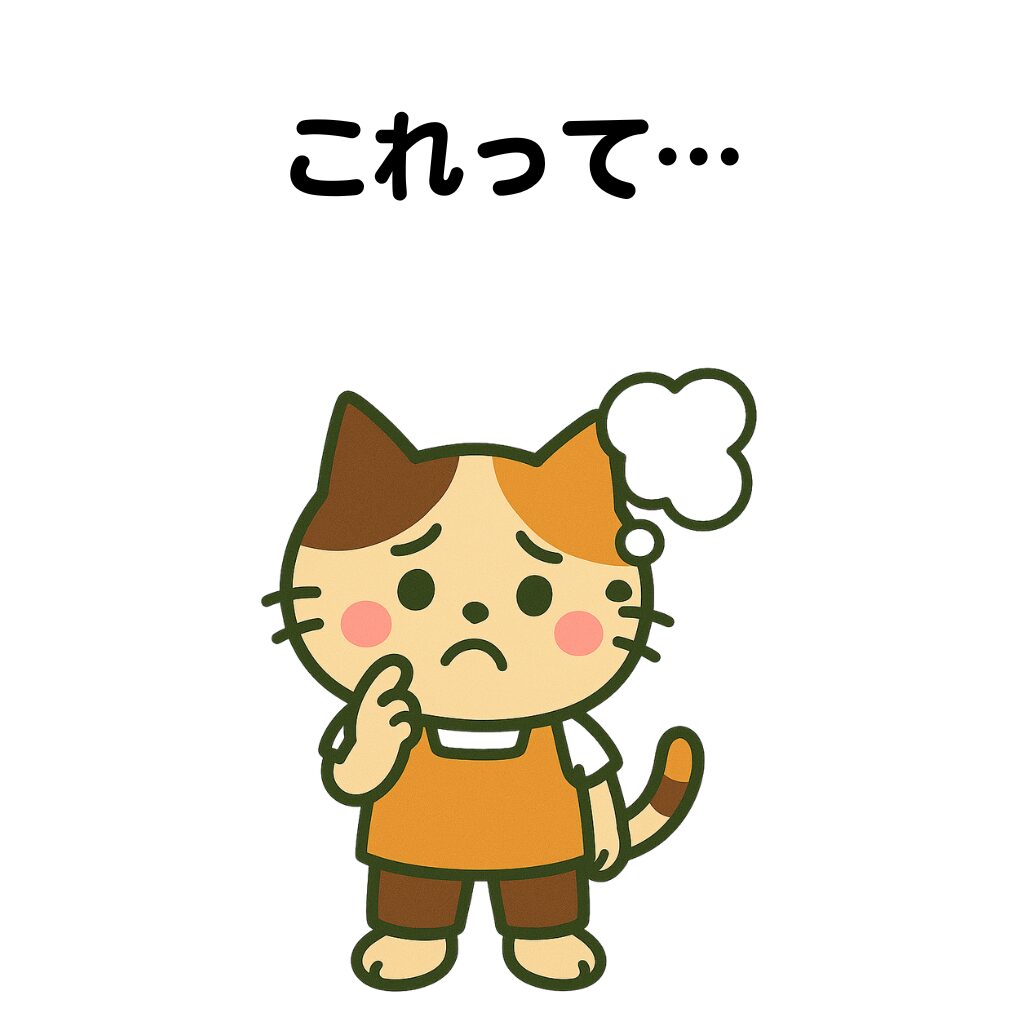 困った表情のネコのイラスト